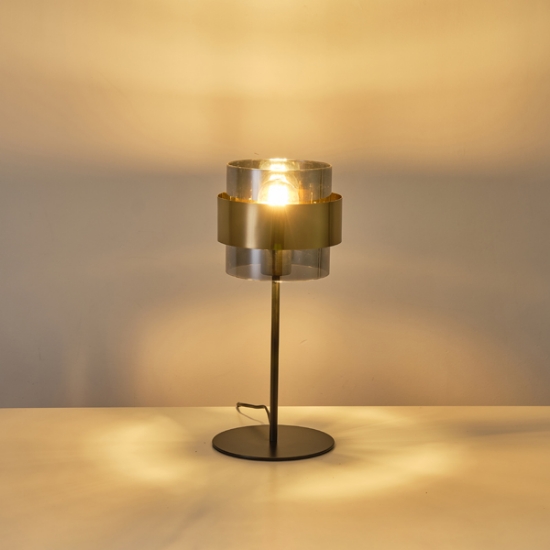 Imagine Lampă de birou metal-sticlă 1XE27 max 15W 180X415mm negru-aurie Arte Illumina Reliac