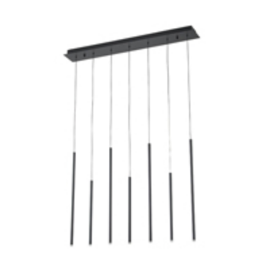 Imagine Lustră din aluminiu-metal-acrilic 7 lumini LED 14W 980Lm 3000K 940X130X2100mm neagră Arte Illumina Cascade
