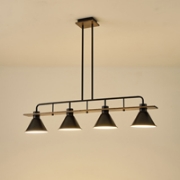 Imagine Lampa suspendată din lemn și metal 4 lumini 4X27 Max 15W 1030X180X865mm neagră Arte Illumina Cono