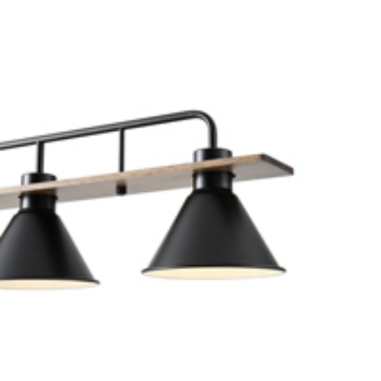 Imagine Lampa suspendată din lemn și metal 4 lumini 4X27 Max 15W 1030X180X865mm neagră Arte Illumina Cono