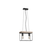 Imagine Lumină suspendată din lemn și metal 2 lumini 2X27 MAX 15W 300X125X1230mm negru-maro Arte Illumina Multipla