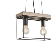 Imagine Lumină suspendată din lemn și metal 2 lumini 2X27 MAX 15W 300X125X1230mm negru-maro Arte Illumina Multipla
