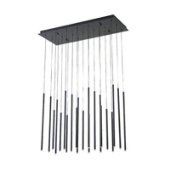 Imagine Lumină suspendată din aluminiu-metal-acrilic 21light LED 42W 2940Lm 3000K 940X400X2100mm neagră Arte Illumina Cascade