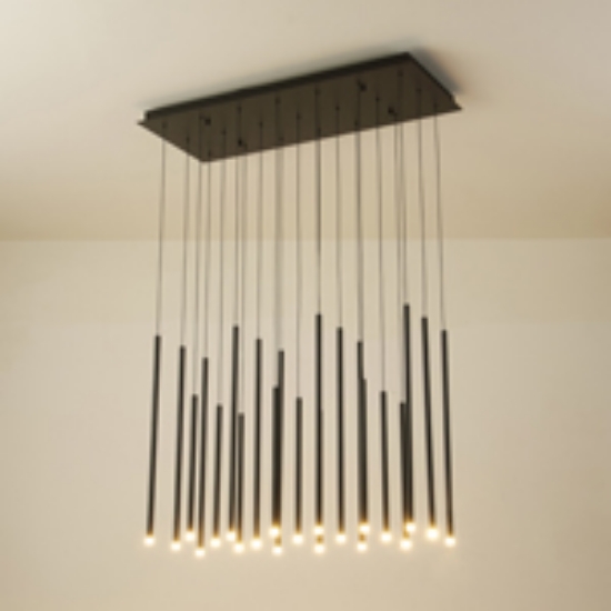 Imagine Lumină suspendată din aluminiu-metal-acrilic 21light LED 42W 2940Lm 3000K 940X400X2100mm neagră Arte Illumina Cascade