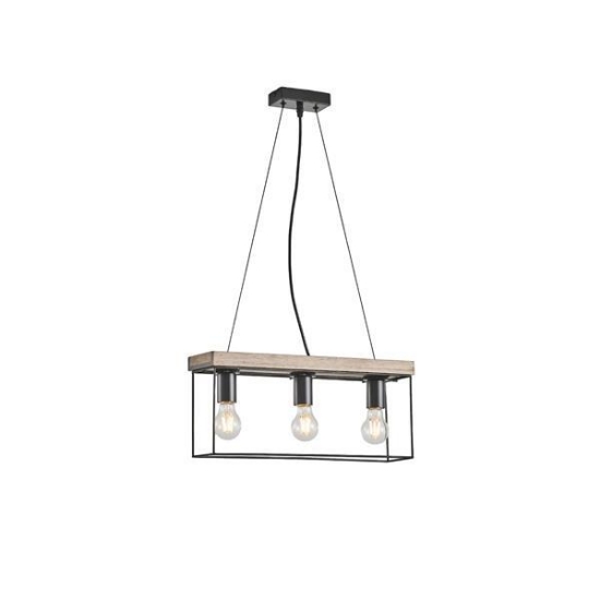 Imagine Lustră din lemn și metal 3 lumini 3xE27 Max 15W 480x125x1230mm negru-maro Arte Illumina Multipla