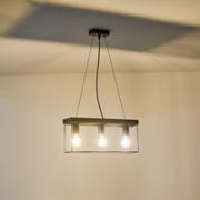 Imagine Lustră din lemn și metal 3 lumini 3xE27 Max 15W 480x125x1230mm negru-maro Arte Illumina Multipla