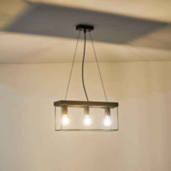 Imagine Lustră din lemn și metal 3 lumini 3xE27 Max 15W 480x125x1230mm negru-maro Arte Illumina Multipla