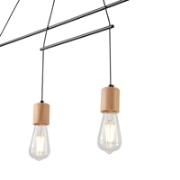 Imagine Lumină suspendată din lemn și metal 4 lumini 4X27 Max 15W 930X120X1180mm negru Arte Illumina Edison
