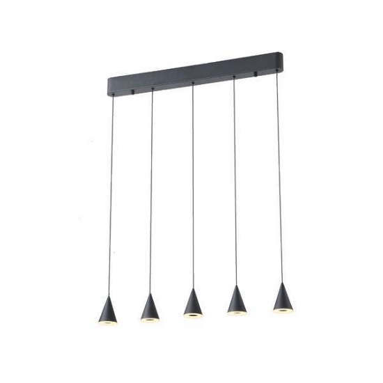 Imagine Lumină suspendată din aluminiu-metal-acrilic 5 lumini LED 25W 1750Lm 3000K 680X1200mm negru Arte Illumina Campanelle