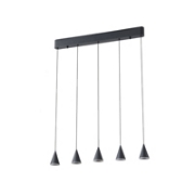 Imagine Lumină suspendată din aluminiu-metal-acrilic 5 lumini LED 25W 1750Lm 3000K 680X1200mm negru Arte Illumina Campanelle