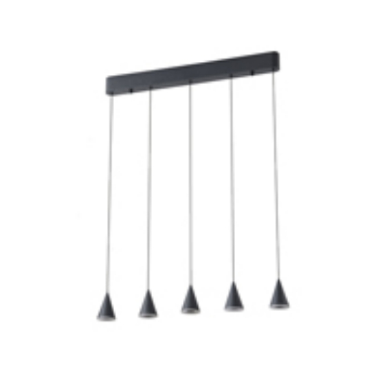 Imagine Lumină suspendată din aluminiu-metal-acrilic 5 lumini LED 25W 1750Lm 3000K 680X1200mm negru Arte Illumina Campanelle