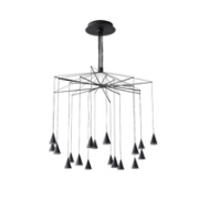 Imagine Lampa suspendată din aluminiu-metal-acrilic 18light LED 90W 6300Lm 3000K Ø1000X1200mm neagră Arte Illumina Campanelle