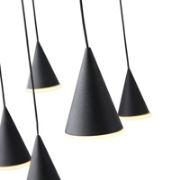 Imagine Lampa suspendată din aluminiu-metal-acrilic 18light LED 90W 6300Lm 3000K Ø1000X1200mm neagră Arte Illumina Campanelle