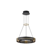 Imagine Lumină suspendată din aluminiu-metal-acrilic rotund LED 24W 1680Lm 3000K 420X1250mm negru-aurie Arte Illumina LUIS
