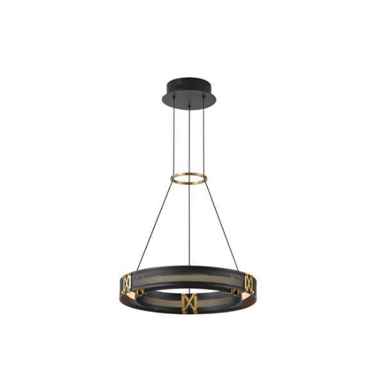 Imagine Lumină suspendată din aluminiu-metal-acrilic rotund LED 24W 1680Lm 3000K 420X1250mm negru-aurie Arte Illumina LUIS