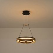 Imagine Lumină suspendată din aluminiu-metal-acrilic rotund LED 24W 1680Lm 3000K 420X1250mm negru-aurie Arte Illumina LUIS
