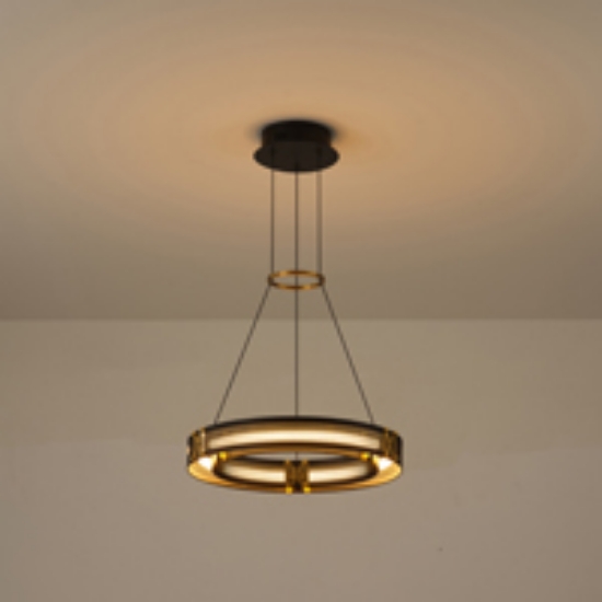 Imagine Lumină suspendată din aluminiu-metal-acrilic rotund LED 24W 1680Lm 3000K 420X1250mm negru-aurie Arte Illumina LUIS