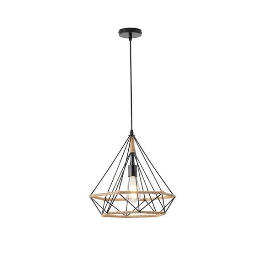 Imagine Lumină suspendată rope-metal single light 527 max 15W Ø380X1450mm negru-khaki Arte Illumina Flare