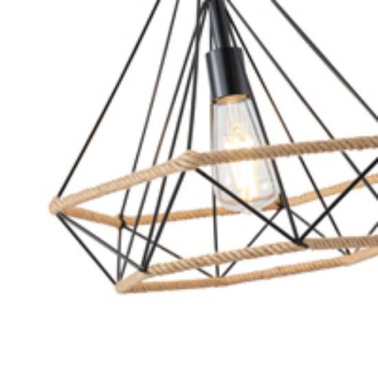 Imagine Lumină suspendată rope-metal single light 527 max 15W Ø380X1450mm negru-khaki Arte Illumina Flare