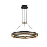 Imagine Lampa suspendată din aluminiu-metal-acrilic rotund LED 36W 2520Lm 3000K 620X1250mm negru-aurie Arte Illumina Luis