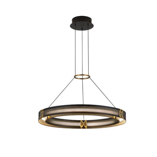 Imagine Lampa suspendată din aluminiu-metal-acrilic rotund LED 36W 2520Lm 3000K 620X1250mm negru-aurie Arte Illumina Luis