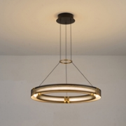Imagine Lampa suspendată din aluminiu-metal-acrilic rotund LED 36W 2520Lm 3000K 620X1250mm negru-aurie Arte Illumina Luis