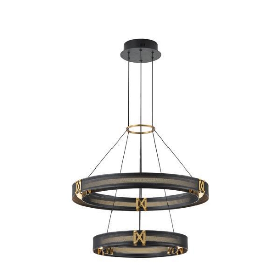 Imagine Lampa suspendată din aluminiu-metal-acrilic rotund LED 60W 4200Lm 3000K 620X1200mm negru-aurie Arte Illumina LUIS