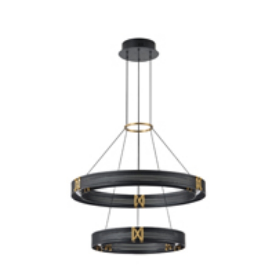 Imagine Lampa suspendată din aluminiu-metal-acrilic rotund LED 60W 4200Lm 3000K 620X1200mm negru-aurie Arte Illumina LUIS