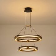 Imagine Lampa suspendată din aluminiu-metal-acrilic rotund LED 60W 4200Lm 3000K 620X1200mm negru-aurie Arte Illumina LUIS