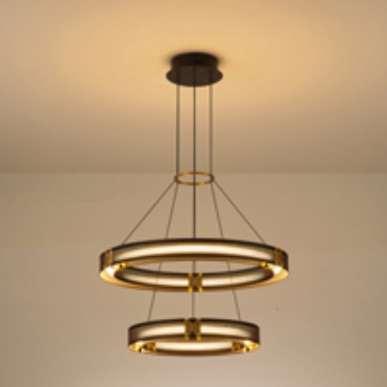 Imagine Lampa suspendată din aluminiu-metal-acrilic rotund LED 60W 4200Lm 3000K 620X1200mm negru-aurie Arte Illumina LUIS
