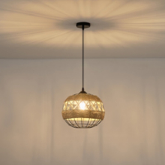 Imagine Lampa suspendată rope-metal unică HELIOS 15W D300X1370mm negru-khaki