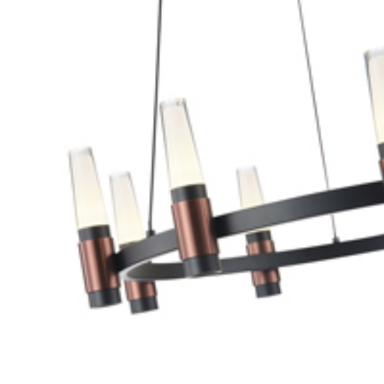Imagine Lumină suspendată din aluminiu-metal-acrilic rotund 9 lumini LED 43W 3010Lm 3000K Ø630XH1500mm negru-aurie Arte Illumina Velas