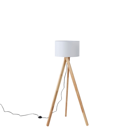 Imagine Lampă de podea din lemn 1XE27 Max 15W Ø450X1450mm Alb Arte Illumina Madera