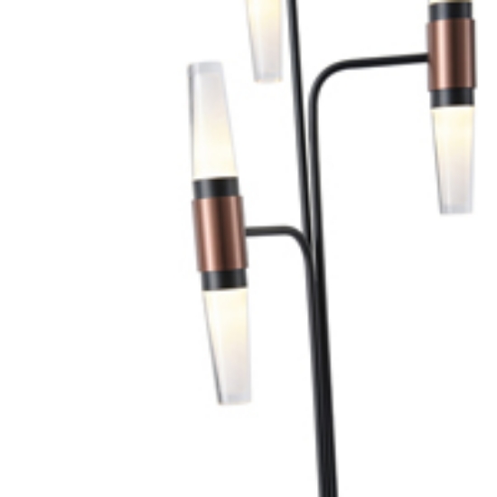 Imagine Lampă de podea din aluminiu-metal-acrilic LED 18W 1260Lm 3000K Ø250X1600mm negru-aurie Arte Illumina Velas