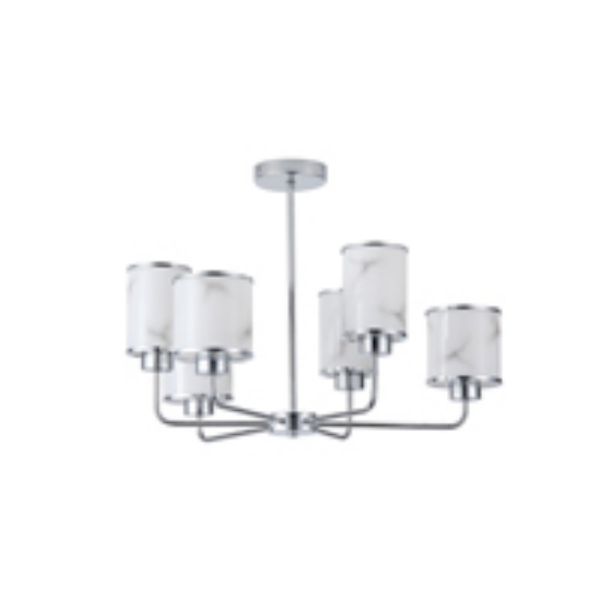 Imagine Lampa suspendată metal-sticlă 6 lumini 6xE27 Max 15W 680x440mm argintie Arte Illumina Marbeline