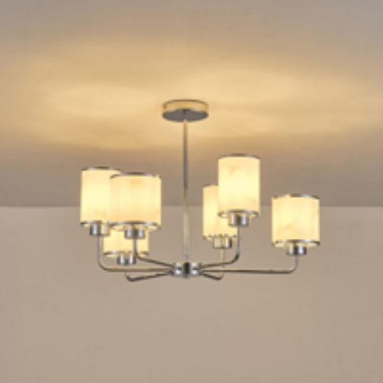 Imagine Lampa suspendată metal-sticlă 6 lumini 6xE27 Max 15W 680x440mm argintie Arte Illumina Marbeline