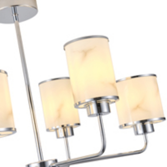 Imagine Lampa suspendată metal-sticlă 6 lumini 6xE27 Max 15W 680x440mm argintie Arte Illumina Marbeline