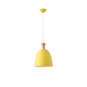Imagine Lustră metal-lemn rotundă cu un singur corp de iluminat 1xE27 Max 15W D230x1370mm galben-lemn Arte Illumina Simplo