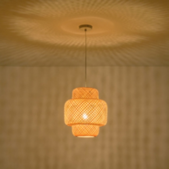 Imagine Lampa suspendată din bambus cu un singur corp de iluminat 1XE27 Max 15W Ø310X1480mm crem Arte Illumina Aura