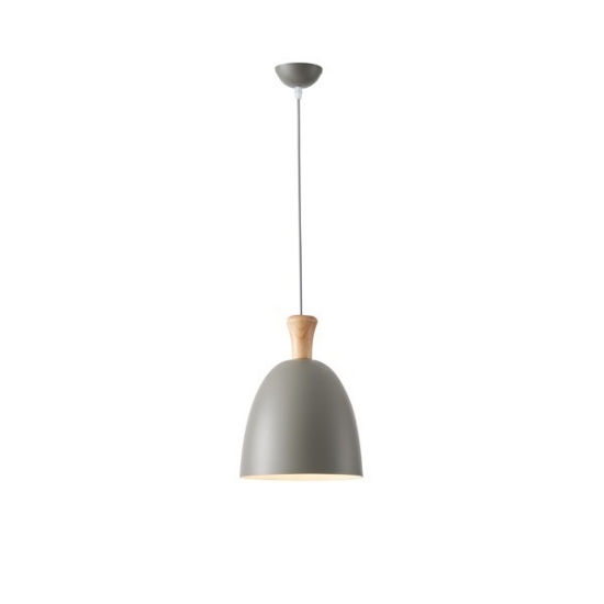 Imagine Lumină suspendată metal-lemn rotund unică 1xE27 max 15W Ø230x1370mm gri-lemn Arte Illumina Simplo