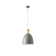 Imagine Lumină suspendată metal-lemn rotund unică 1xE27 max 15W Ø230x1370mm gri-lemn Arte Illumina Simplo