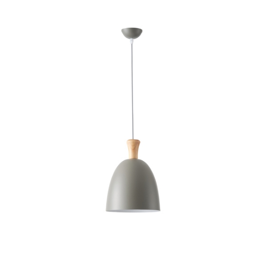 Imagine Lumină suspendată metal-lemn rotund unică 1xE27 max 15W Ø230x1370mm gri-lemn Arte Illumina Simplo