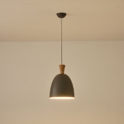 Imagine Lumină suspendată metal-lemn rotund unică 1xE27 max 15W Ø230x1370mm gri-lemn Arte Illumina Simplo
