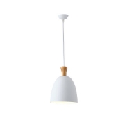 Imagine Lumină suspendată metal-lemn rotund unică 1xE27 max 15W Ø230x1370mm alb-lemn Arte Illumina Simplo