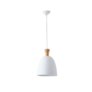 Imagine Lumină suspendată metal-lemn rotund unică 1xE27 max 15W Ø230x1370mm alb-lemn Arte Illumina Simplo