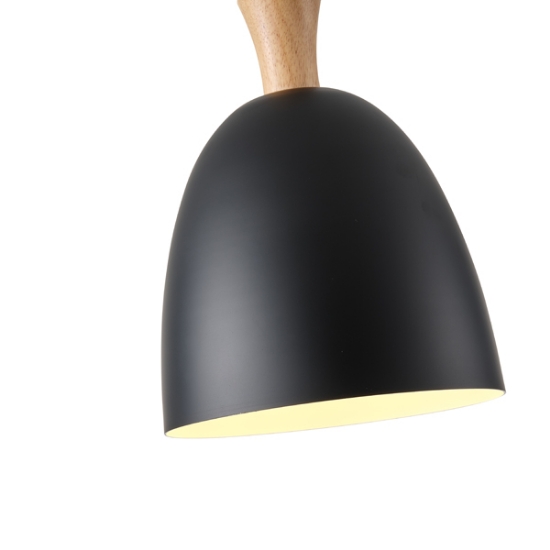 Imagine Lampa suspendată metal-lemn rotund cu un singur corp de iluminat 1xE27 Max 15W D230x1370mm negru-lemn Arte Illumina Simplo