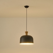 Imagine Lumină suspendată metal-lemn rotund unică 1xE27 max 15W Ø270x1300mm gri-lemn Arte Illumina Smooth