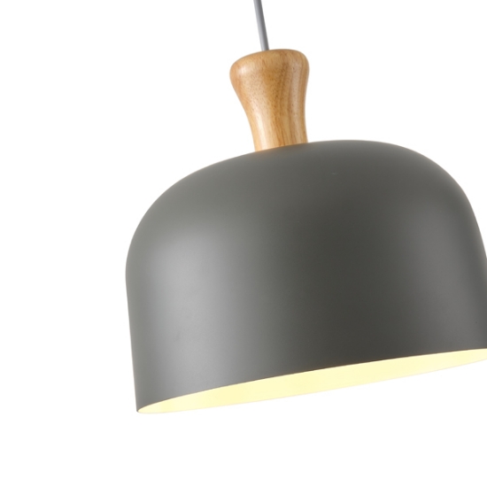 Imagine Lumină suspendată metal-lemn rotund unică 1xE27 max 15W Ø270x1300mm gri-lemn Arte Illumina Smooth