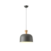 Imagine Lampa suspendată metal-lemn rotund cu un singur bec 1xE27 Max 15W Ø270X1300mm alb-lemn Arte Illumina Smooth