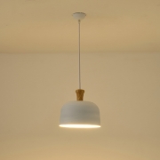 Imagine Lampa suspendată metal-lemn rotund cu un singur bec 1xE27 Max 15W Ø270X1300mm alb-lemn Arte Illumina Smooth